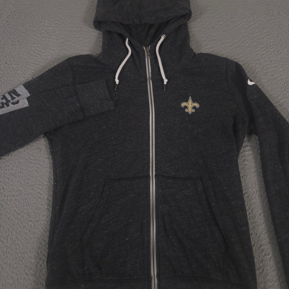 Nike Hoodie Women Medium Charcoal New Orleans Saints NFL Full-Zip Heathered Logo